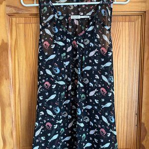 Blue Bird Sheer Cat/Rabbit/Duck/Mushroom Tank Top, Size M
